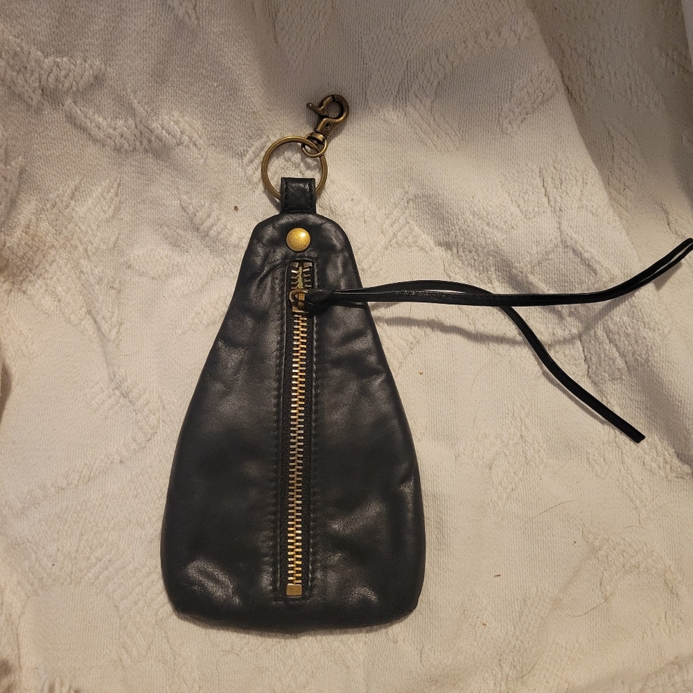 HOBO Black Leather Pouch with Gold Accents